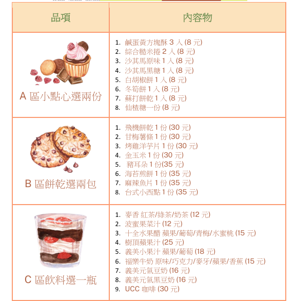 企業內部環境或食品以及用品