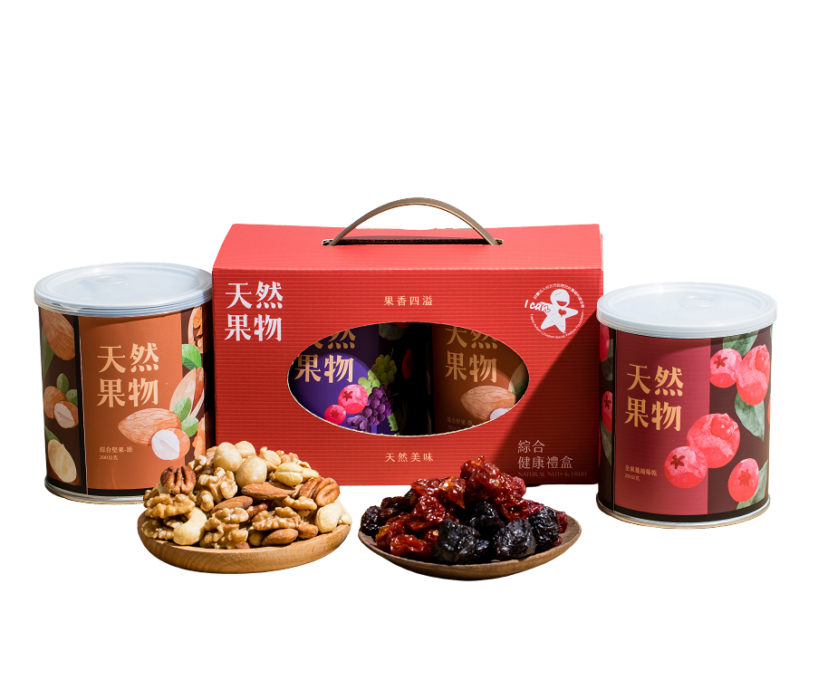 愛肯樂活工場 《愛肯》天然果物罐裝二入禮盒(綜合果乾+綜合堅果原味)